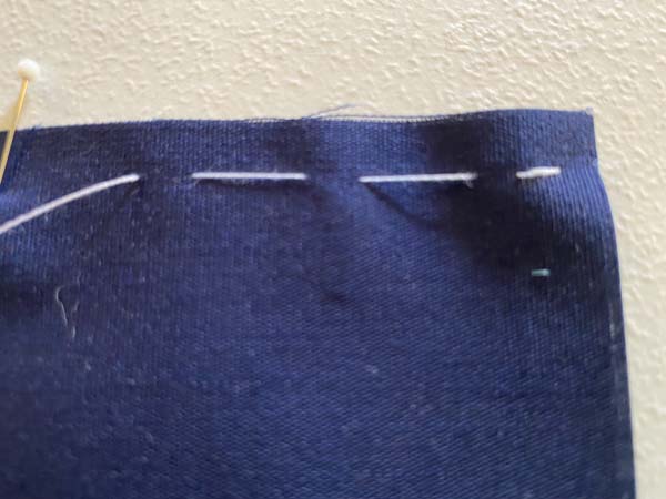 UnEven Basting Stitch Several Stitches completed