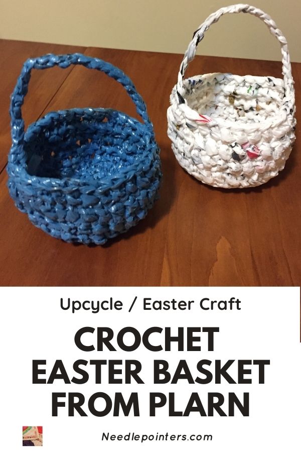 Upcycle Crochet Easter Basket from Plarn - Pin 