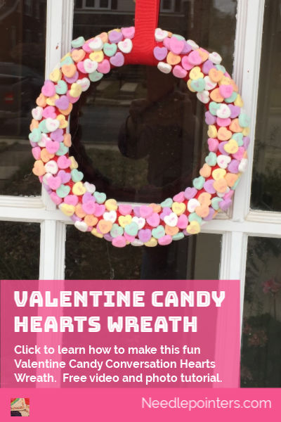 Valentine Candy Hearts Wreath Tutorial - pin