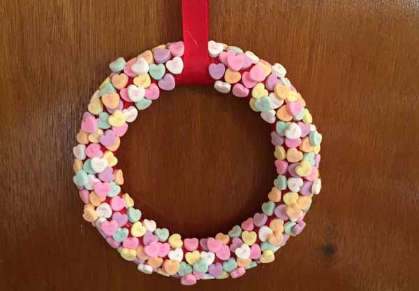 Valentine Candy Hearts Wreath - Finished Wreath