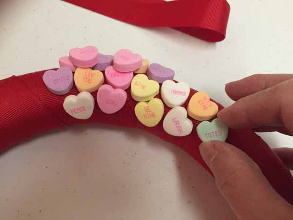 Valentine Candy Hearts Wreath - Add Place Hearts