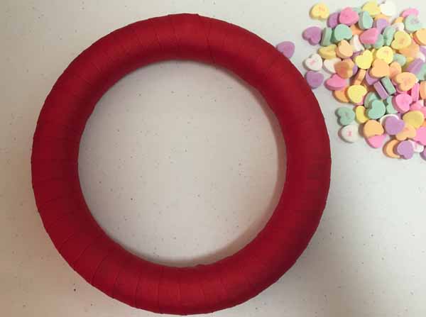 Valentine Candy Hearts Wreath - Wreath and Conversation Hearts