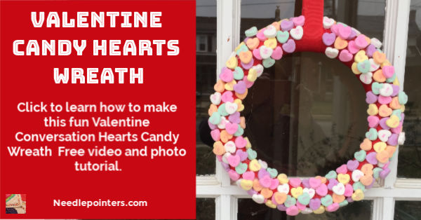 Valentine Candy Hearts Wreath Tutorial - fb