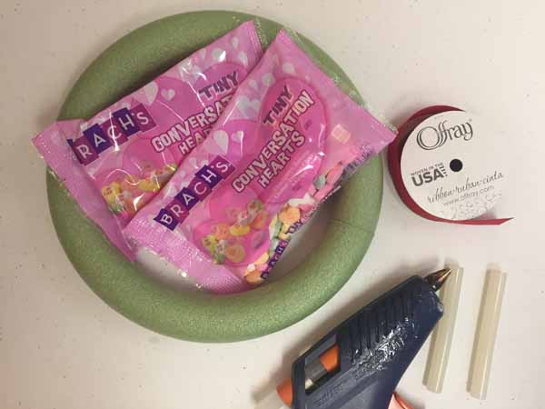 Valentine Candy Hearts Wreath Tutorial - Supplies