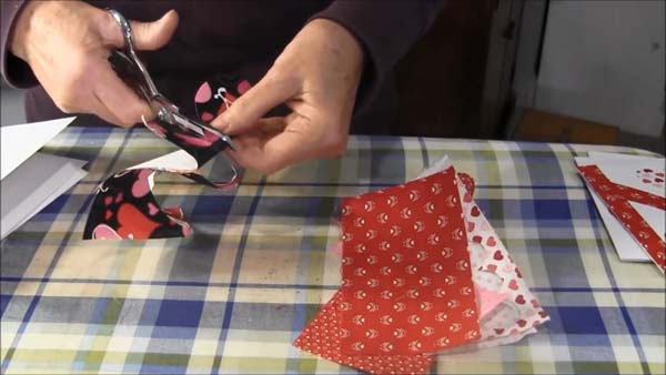 Valentine Fabric Card 6 Cut Out Hearts