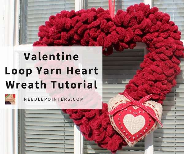 Valentines Day Heart Wreath Tutorial ~ Dollar Tree Valentines Day Wreath  DIY ~ Yarn & Ribbon Wreath 