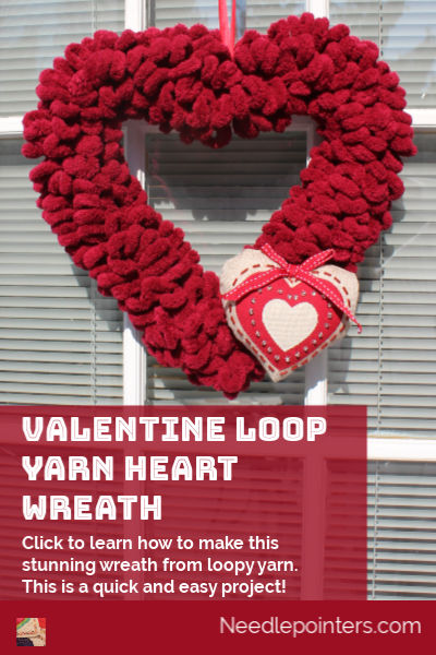 Valentine Loop Yarn Heart Wreath - pin