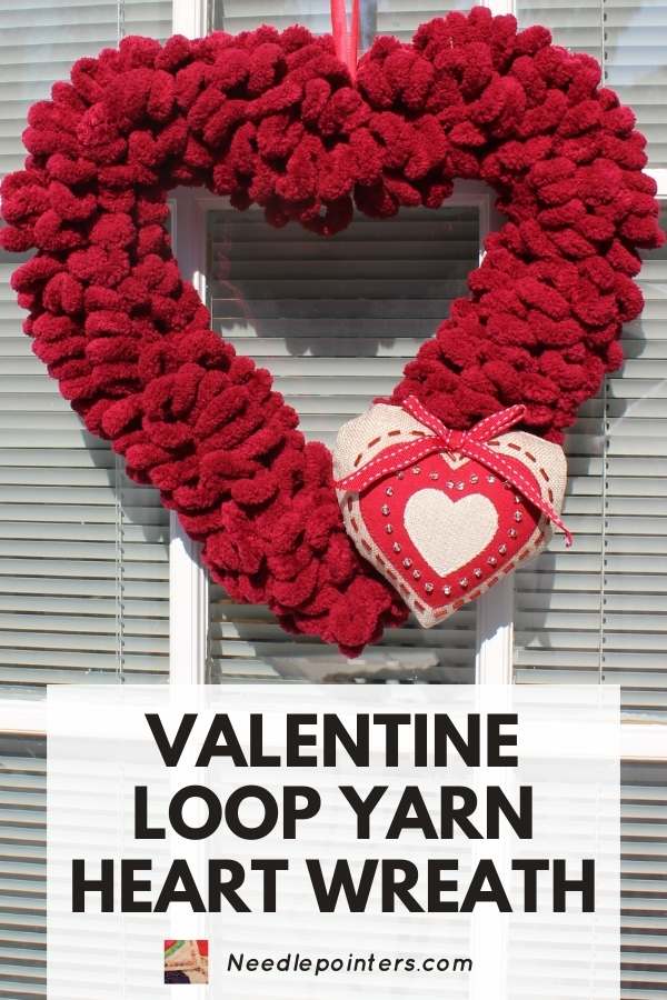 Valentine Loop Yarn Heart Wreath - pin