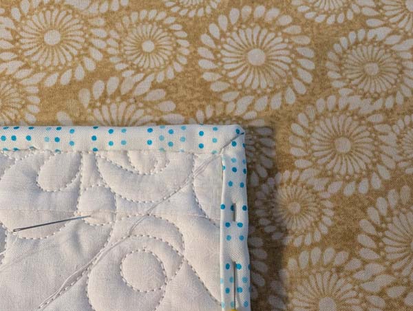 Villa Rosa Hot Pad Binding Corner Pinned