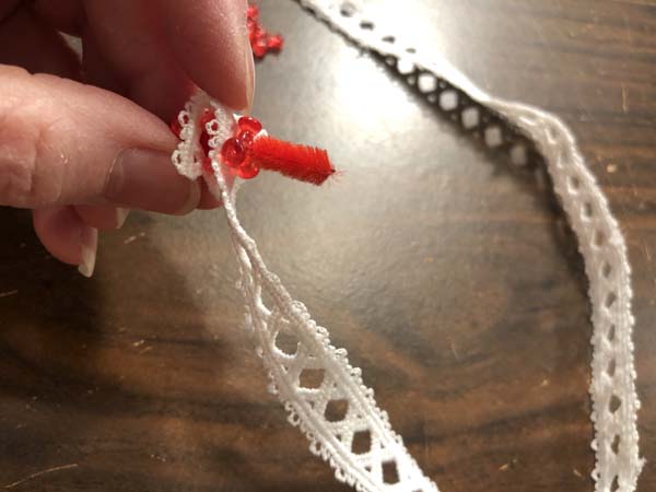 Vintage Candy Cane Ornament 12 add bead