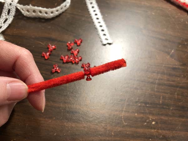 Vintage Candy Cane Ornament 2 Thread first bead