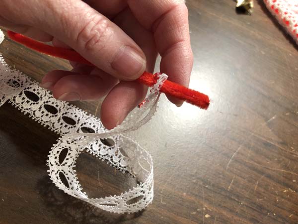 Vintage Candy Cane Ornament 3 Thread Lace