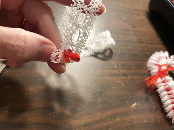 Vintage Candy Cane Ornament 6 Bead