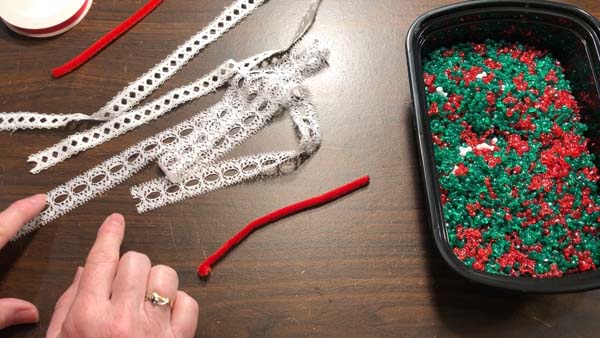 Vintage Candy Cane Ornament Cut Lace