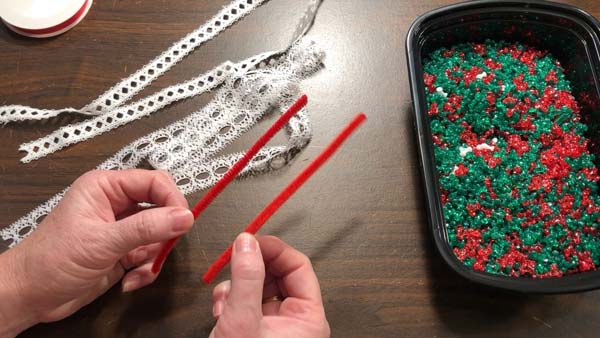 Vintage Candy Cane Ornament Cut Pipecleaners