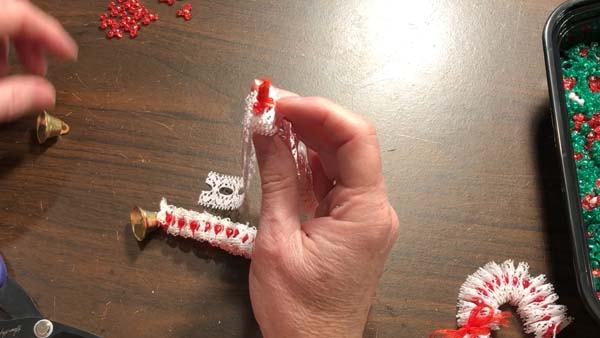 Vintage Candy Cane Ornament End with Bead