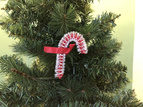 Vintage Candy Cane Ornament Original on tree