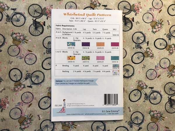 Whirlwind Quilt Pattern Back