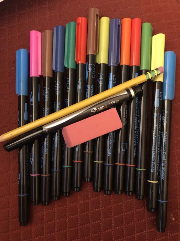 Wildflowers Card - Supplies, Pencil, Pens, Eraser