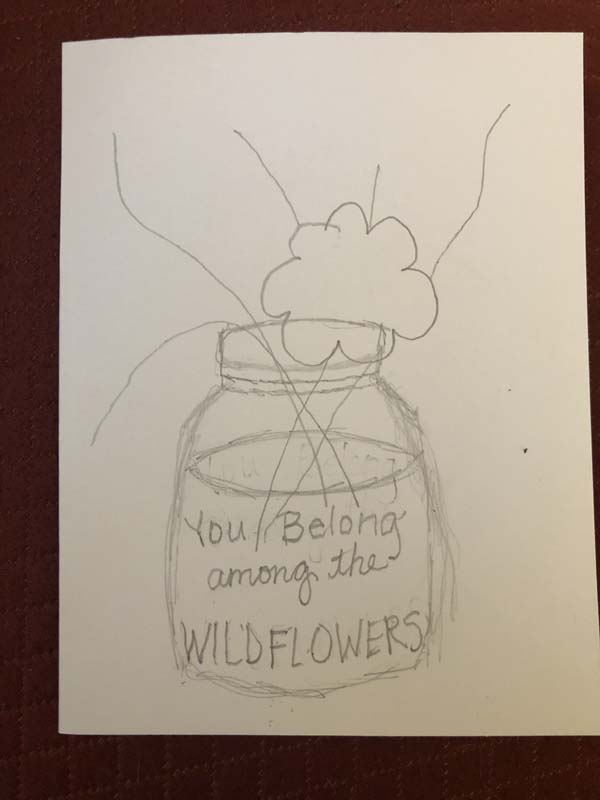 Wildflowers Card Step 11 - Draw Flower Stems