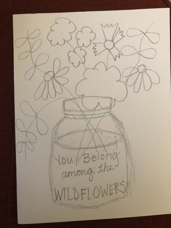 Wildflowers Card Step 15 - Draw Flowers and Leaves
