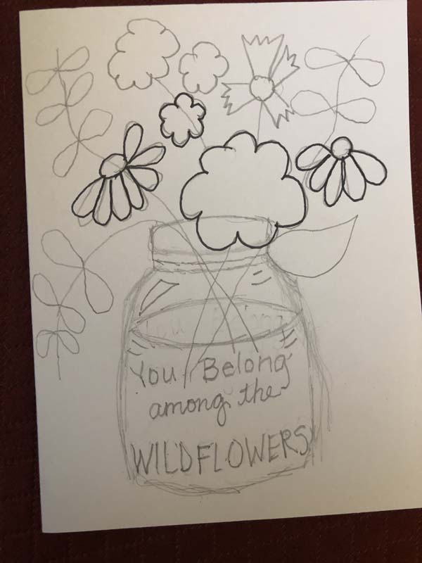 Wildflowers Card Step 19 - Outline Flowers