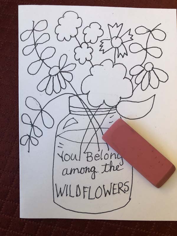 Wildflowers Card Step 25 - Erase Pencil Markings