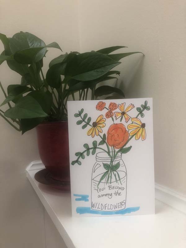 Handmade Birthday Card-Wildflowers Card Finished
