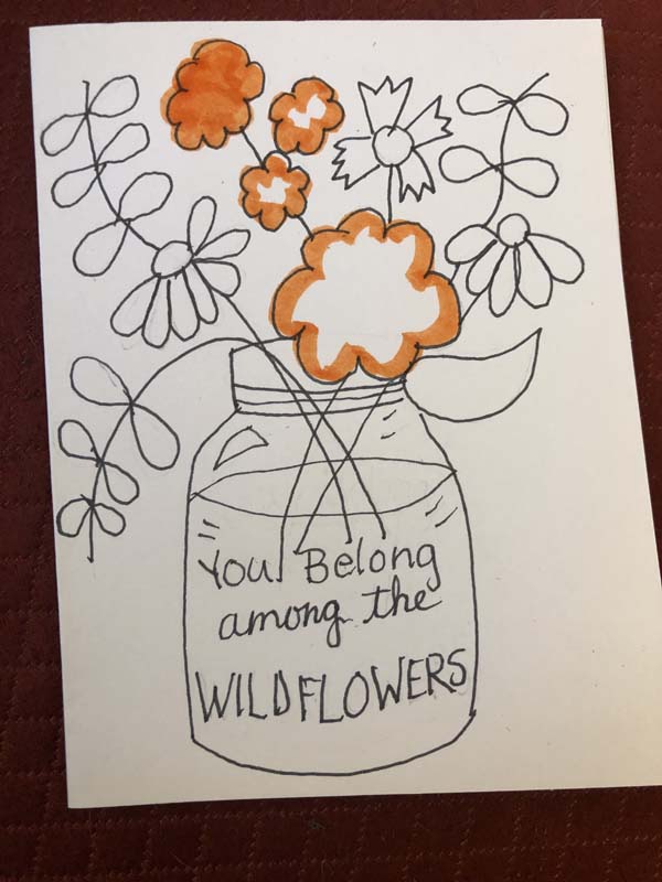 Wildflowers Card Step 27 - Color Orange Flowers