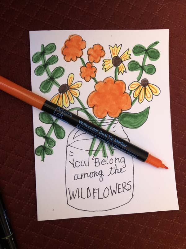 Wildflowers Card Step 33 - Add Details to Daisies