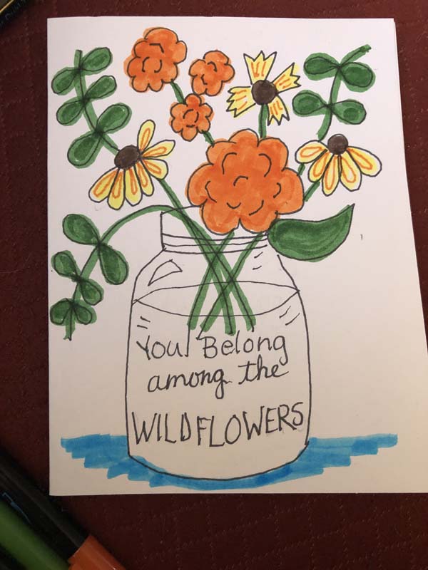 Wildflowers Card Step 36 - Add blue shadow