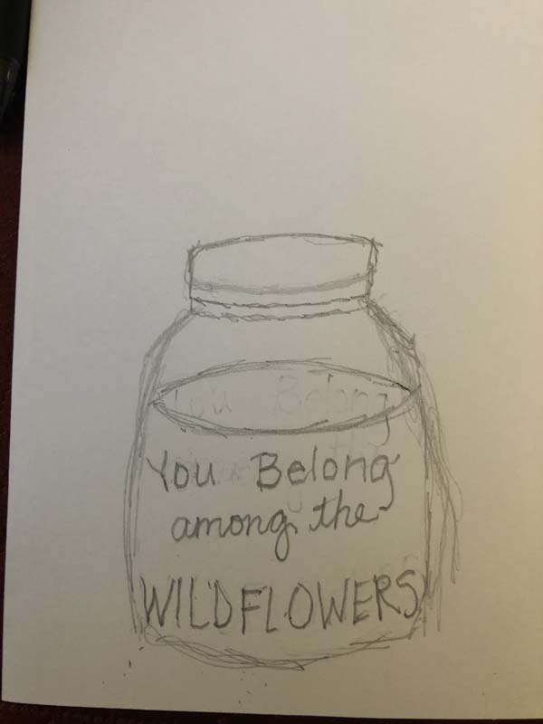 Wildflowers Card Step 7 - Draw Water Line & write message