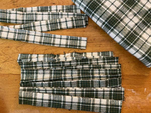 Wood Thread Spool and Bead Garland Cut Fabric