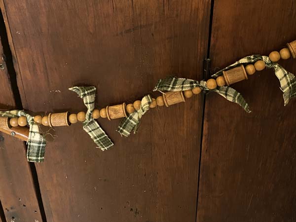 Wood Thread Spool and Bead Garland Finished Hanging