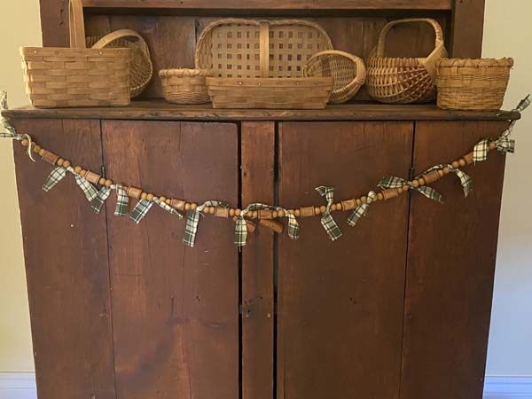 Wood Thread Spool and Bead Garland Finished