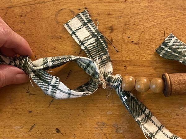 Wood Thread Spool and Bead Garland Hanging Loop