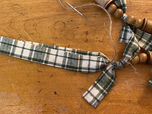 Wood Thread Spool and Bead Garland Tie End