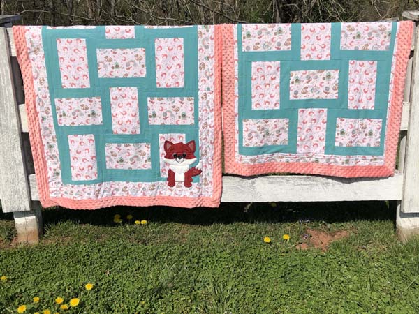 Woodland Animals Baby Quilt Both On Fence