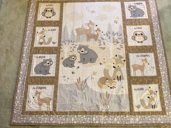 Woodland Animals Fabric Panels for Quilting Completed