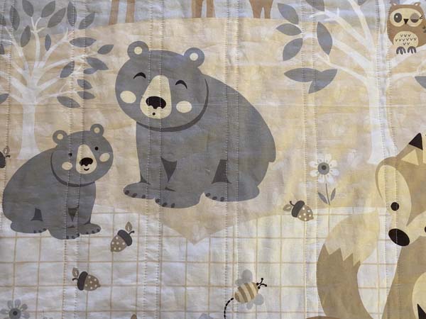 Woodland Animals Quilt Panel Closeup