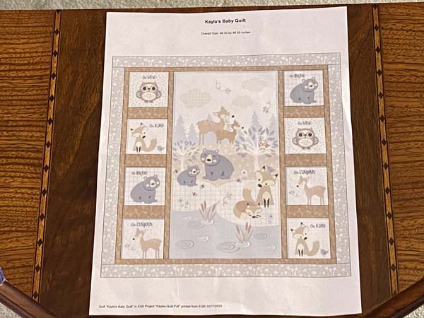 Woodland Animals Quilt Pattern Layout