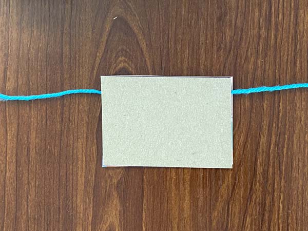 Yarn Tassel 4 Tie under cardboard