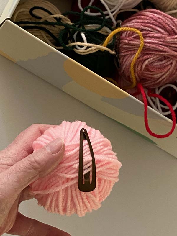 Yarn Unraveling 5 Closed Hair Clip on Yarn