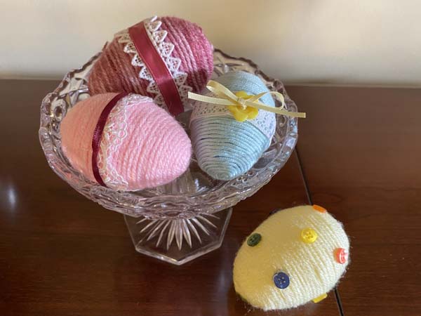 Yarn Wrapped Eggs Finished In Bowl
