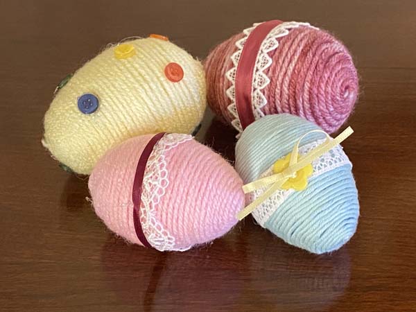 Yarn Wrapped Eggs Four Decorated Eggs