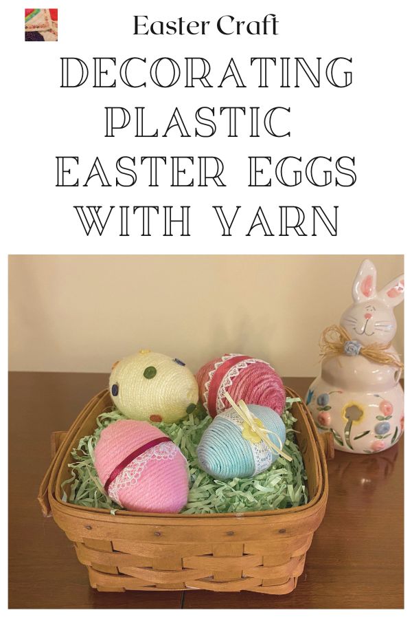 Decorating Plastic Easter Eggs with Yarn - pin