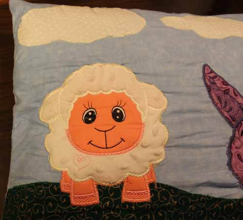 Machine Embroidered Animal Pillow