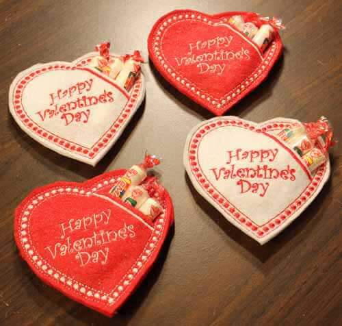 Machine Embroidered Heart Candy Holders pattern by Embroidery Garden