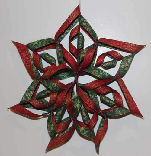 Fabric Snowflake finished 7.5 inch version, red and green